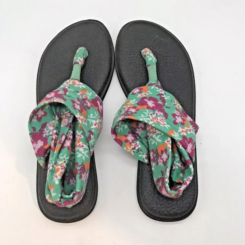 Sanuk Yoga Sling 2 Sandals Women's 8 Multicolor Toe-Post Comfort Flats 1015891